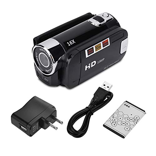 Elprico Digitaler Videokamera-Camcorder 2,7-Zoll-Bildschirm 270 ° Drehung 16-fache HD-USB-Videokamera(Black, U.S. regulations)