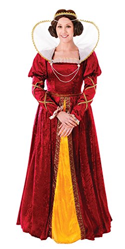 Bristol Novelty AC482 Queen Elizabeth Set | für Damen | Rot Königin Elisabeth Kostüm, Gold, UK 10-14