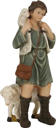 FADEDA Hirtenjunge mit Schaf/Höhe: 48cm/handbemalt/detailgetreue Krippen Figuren - Weihnachten Tisch Dekoration Krippe Zubehör