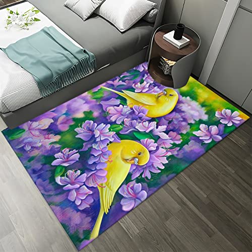 AMBATTERY Tier Gedruckter Teppich Blume Und Vogel Ölgemälde Gedruckter Teppich 60x90cm 3D-Teppich, Teppiche für Flure Wohnzimmer Esszimmer Wohnkultur