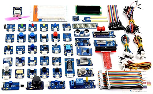 Adeept 46 Modules Ultimate Sensor Kit for Raspberry Pi 3,2 B/B+, BMP180, DHT11, with C and Python Code, 150 Pages PDF Guidebook