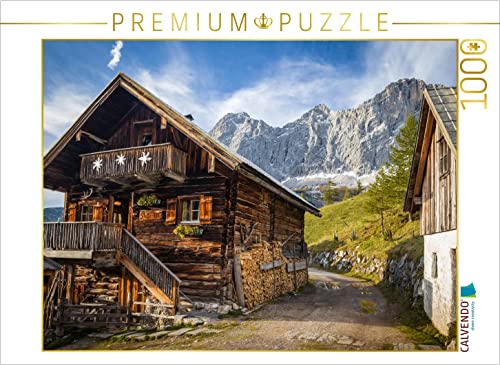 CALVENDO Puzzle Alte Hütte auf der Neustattalm (1.530 m) vor der Dachstein-Südwand 1000 Teile Lege-Größe 64 x 48 cm Foto-Puzzle Bild von Christian Müringer