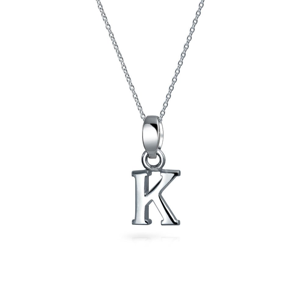 Bling Jewelry Abc Bsperrenbuchstaben Alphabet K Initialee Anhänger Halskette Für Teenager Für Frauen .925 Sterling Silber