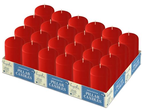 Hyoola Rote Stumpenkerzen 5 x 10 cm - Unparfümierte Stumpenkerzen Groß - 24er-Pack - Kerzen Lange Brenndauer Hergestellt in EU