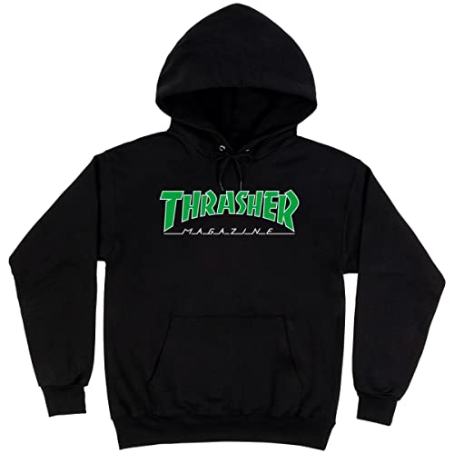 Thrasher Outlined Hoodie Pullover Herren Sweatshirt, Schwarz/Grün, X-Large