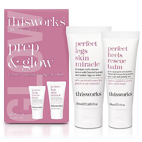 This Works Prep and Glow Geschenk-Set: Perfect Legs Skin Miracle 50 ml & Perfect Heels Rescue Balm 30 ml, Reisegröße