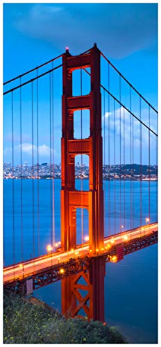 Wallario Selbstklebende Türtapete Golden Gate Bridge in San Francisco USA - 93 x 205 cm Abwischbar, rückstandsfrei zu entfernen