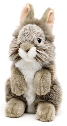 Uni-Toys - Angorakaninchen grau, stehend - 18 cm (Höhe) - Plüsch-Hase, Kaninchen - Plüschtier, Kuscheltier
