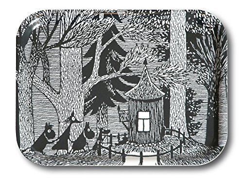 Mumins - Tablett, Birke -Cottage im Wald- 27x20 cm