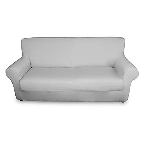 BIANCHERIAWEB Magic 2 Sofa-Sitzbezüge, elastisch, einfarbig, weiß, geeignet für Kissen von 50 bis 60 cm mit Sitztiefe 65 cm, schmutzabweisend, fusselfrei