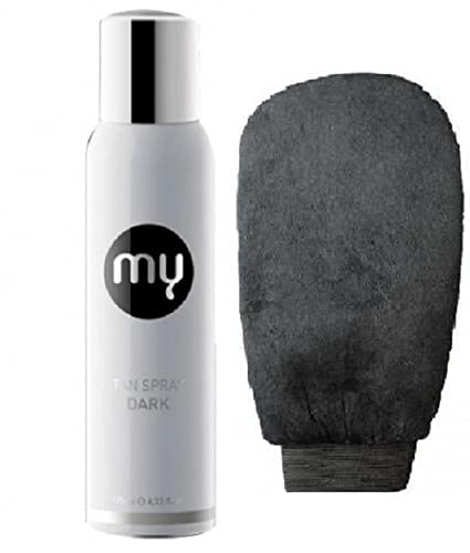 My Bräunungs-Spray Tan Natural mit DHA Farbe Dark 125 ml Sun Make Up Spray Tan White Dha Dark+ Doppelter Handschuh Anwendung von Spray, Gel, Mousse und Peeling