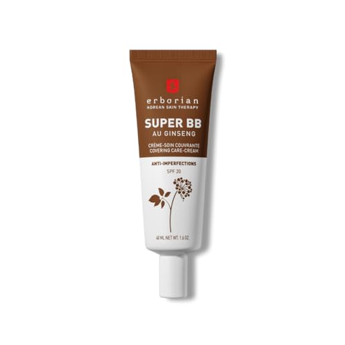 Erborian Super BB Cream mit Ginseng - Getönte Pflegecreme mit hoher Deckkraft gegen Hautunreinheiten SPF 20 - Koreanische Kosmetik - Chocolat 40 ml