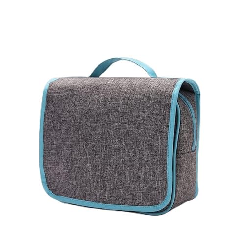 Kationische wasserdichte Reise-Waschtasche mit großem Fassungsvermögen, tragbare tragbare Kosmetiktasche für Männer und Frauen (Grau Blau)