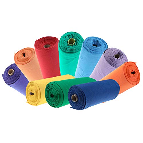 10 x 25cm Bündchenstoff uni Jersey, Bündchen, 35cm breit, Schlauchware, Farbmix, Farbe:rainbow