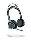 Plantronics Voyager Focus UC mit Ladestation (Poly) - Bluetooth Dual-Ear (Stereo) Headset mit Boom Mic - USB-A kompatibel mit PC und Mac - Active Noise Cancelling - Funktioniert mit Teams, Zoom & mehr