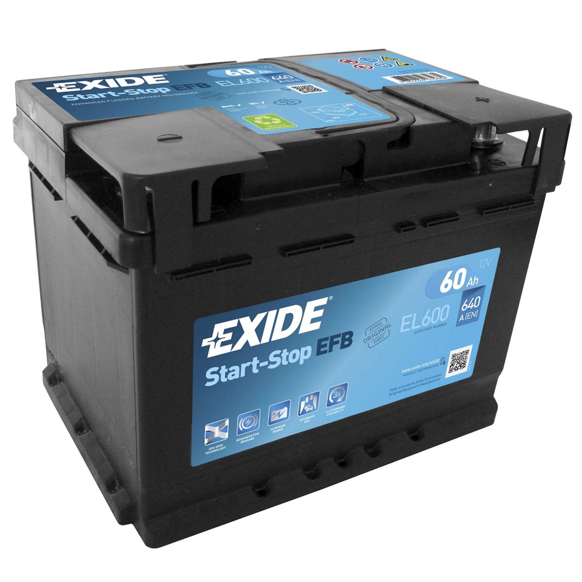Exide EL600 EFB Autobatterie, 12 V, 60 Ah, 640 CCA