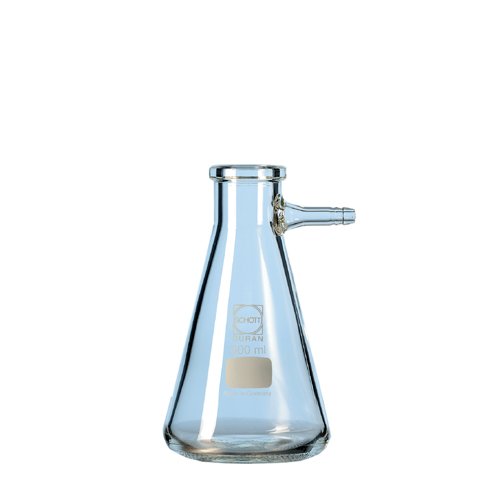 DURAN 21 201 44 Saugflasche mit Glas-Olive, Erlenmeyerform, 500ml Inhalt