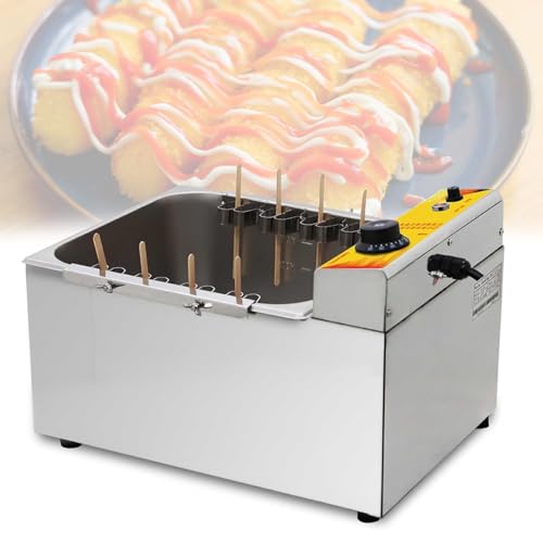 DOZPAL 12L Käse-Hot-Dog-Stick-Maschine, 1900 W Hot-Dog-Sticks-Friteusen-Maschinen Deep Corn Dog-Maschine Snack-Food-Maker – Temperatur einstellbar