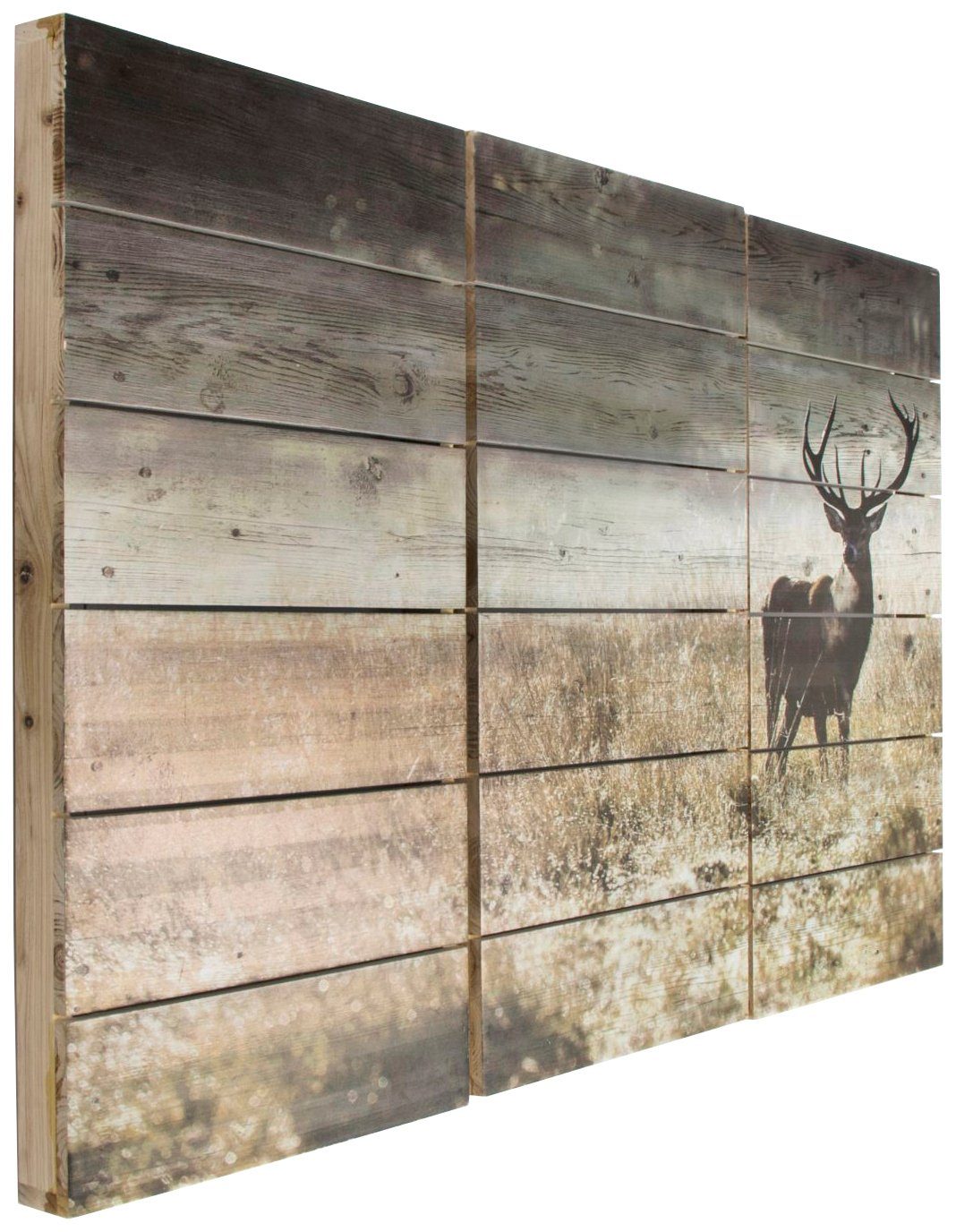 Art for the home Holzbild "Woodland Stag", Hirsche, (3 St.)