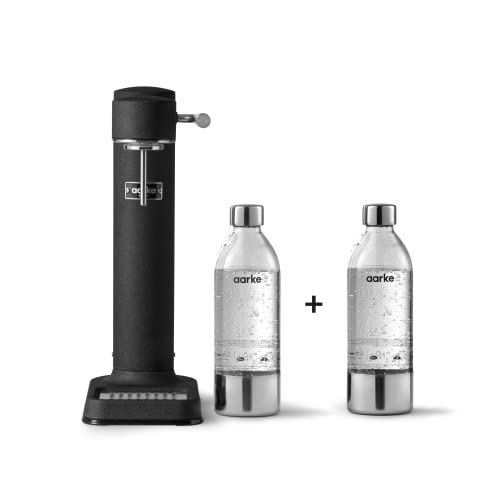Aarke Carbonator 3, Wassersprudler aus Edelstahl mit 2 x BPA-frei Flaschen, Mattschwarz Finish