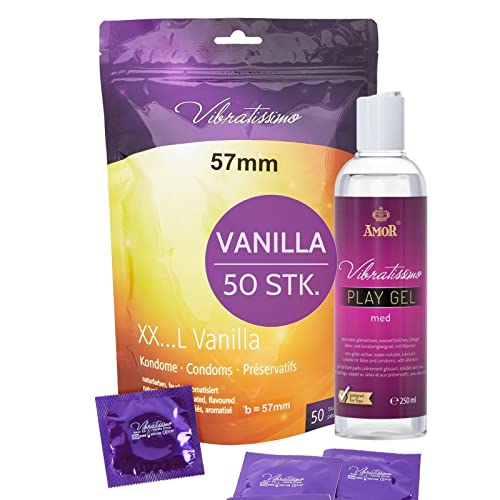 Vibratissimo Markenkondome Vorteilspack, 50 XXL-Kondome 57mm + 250ml Gleitgel