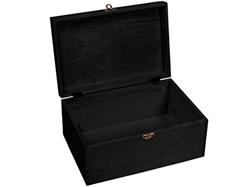 Holzbox mit Deckel schwarz - aus Naturholz, Holzkiste Aufbewahrungsbox Deko Holz-Kiste Box, 30 x 20 x 14 cm
