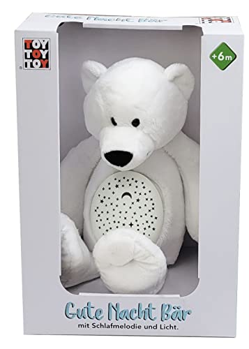 Hline Gute Nacht Teddybär mit Sternenhimmel Licht Projektor und Schlafmelodie 40 cm