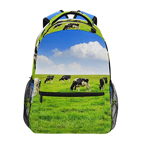 RELEESSS Schulrucksack Tier Kuh Schultasche Leichte Büchertaschen Laptop Rucksack für Jungen Mädchen Kinder Unisex