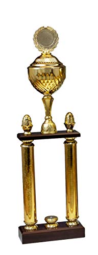 eberin · Säulenpokal Serie Dakota, Gold, mit Wunschtext und auswählbarem Motiv-Emblem, Größe 65,5 cm