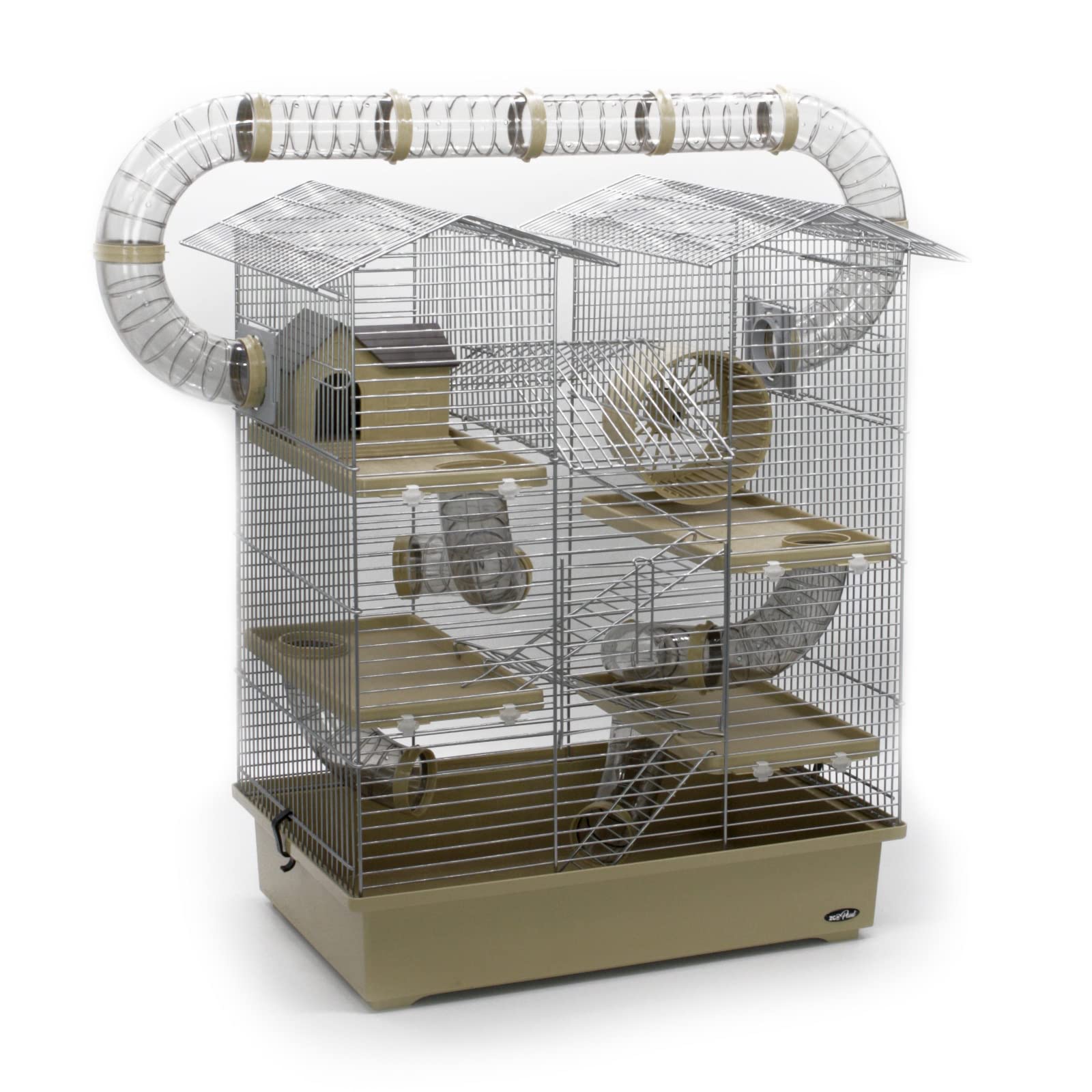 ZooPaul Nagerkäfig CH2 XXL mit Zubehör Tunnelsystem Chrome Beige Maus Hamster Käfig Burg