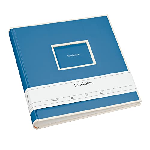 Semikolon (364058) Jumbo Album azzurro (hellblau) - Fotoalbum/Fotobuch mit 100 Blättern cremeweißem Fotokarton mit Pergaminpapier - Format: 30 x 30 cm