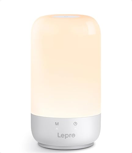 Lepro Nachttischlampe Touch Dimmbar, LED Tischlampe mit Weiß RGB, Nachtlicht mit Timing, Tischleuchte, Stimmungslicht für Schlafzimmer Wohnzimmer, Silver