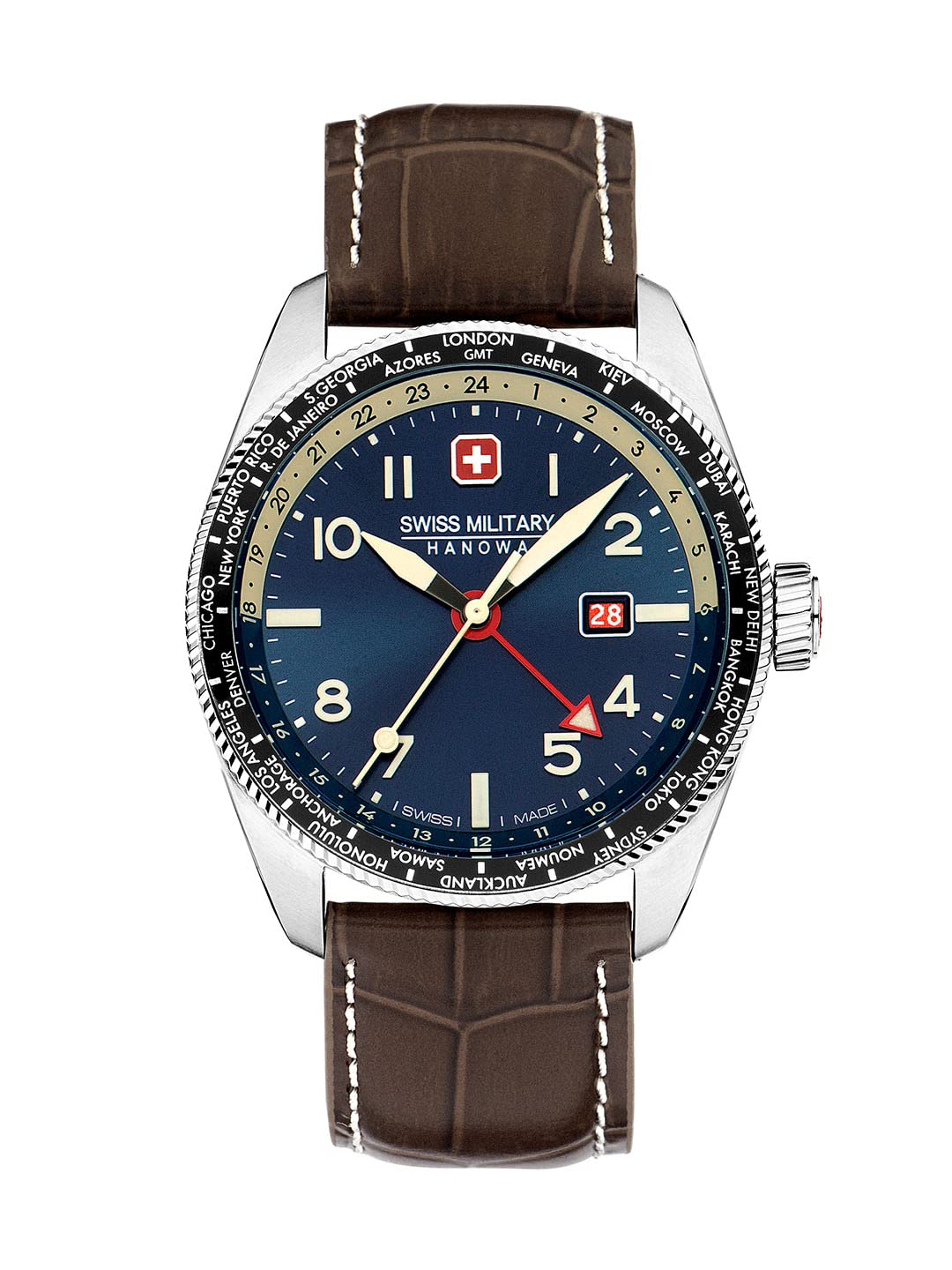 Swiss Military Herren Analog Quarz Uhr mit Leder Armband SMWGB0000506
