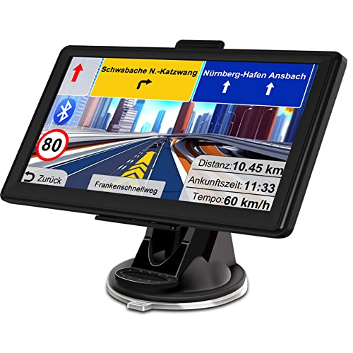 GPS Navigationsgerät für Auto 2023 - Lehwey Bluetooth Navi 7 Zoll LKW Navigation für Auto, EU UK 52 Karten, Lebenslang kostenloses Update, Freisprecheinrichtung Blitzerwarnung Fahrspur Spracheführung