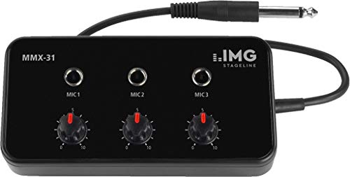 IMG Stageline MMX-31 Mikrofon-Mischer, 3-m-Anschlusskabel, schwarz