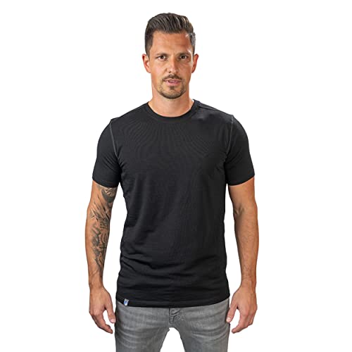 Alpin Loacker Merino T-Shirt Herren - Das Premium Merinowolle Kurzarm Wander Funktionsshirt für Outdoor und Freizeit (schwarz, XL)