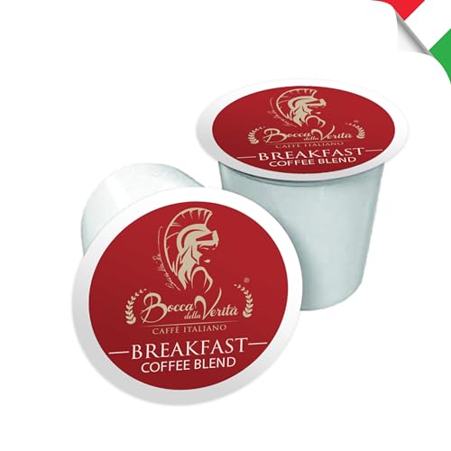 BOCCA DELLA VERITA® - Italienischer Kaffee BREAKFAST COFFEE Box mit 100 Kapseln, kompatibel mit K-Cup-Kaffeemaschine, 100% Made in Italy
