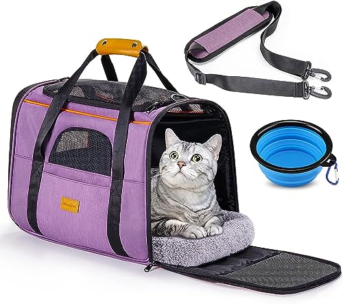 morpilot Faltbare Hundetragetasche Katzentragetasche, Haustiertragetasche, Transporttasche Transportbox Oxford Gewebe, mit Schultergurt und Faltbare Hundenapf für Hunden oder Katzen