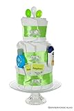 Windeltorte neutral grün - Baby Geschenk zur Geburt, Babyparty und Taufe - Einzigartige Windeltorten von dubistda