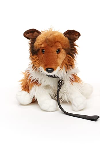 Uni-Toys - Langhaarcollie mit Leine, sitzend - Gesicht braun - 27 cm (Höhe) - Plüsch-Hund, Collie - Plüschtier, Kuscheltier