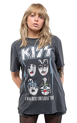 Kiss 'I Was Made For Lovin' You' (Charcoal) T-Shirt - Amplified Clothing (large)