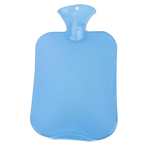 Wärmflasche mit Bezug,Wärmflasche Wärmbeutel, große wassergefüllte Wärmflasche aus Gummi, auslaufsicher, for den Winter, Handwärmer, Haushaltsartikel for warme Hände (Color : Blue)