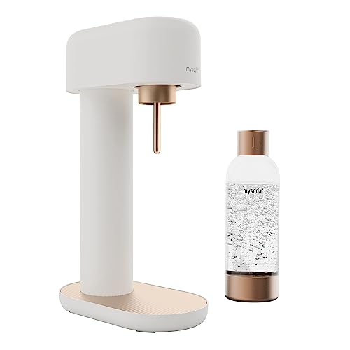 Mysoda: Ruby 2 Wassersprudler aus Aluminium (ohne CO2-Zylinder) mit 1L Premium Wasserflasche - Weiß-Kupfer