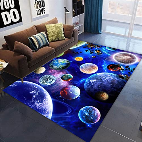 Galaxy Starry Wohnzimmer Teppich Großer Planet Kinderzimmerteppich Earth Star Area Teppich Kinderzimmer Teppich Gaming Zone rutschfeste Bodenmatte Korridor Küche Fußmatte (100 x 150 cm, Farbe 4)