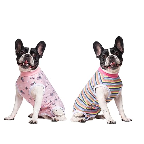 2 Packungen rosa Hunde-Chirurgie-Genesungsanzug für Damen und Herren, für Hunde, Welpen, Katzen nach Operationen, Haustier-Hunde-Einteiler, Pyjama, Hundekastrierung, Genesungsanzug, Bauchwunden,