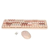 Kabellose Tastatur-Maus, 104 Tasten, Ergonomisches, Süßes Desktop-Spiel, Tastatur-Maus-Kit für Mädchen, für Heimbüro, Arbeit, Gaming, Kabellose Tastatur-(süßer Milchtee Farbe gemischte Farbe)