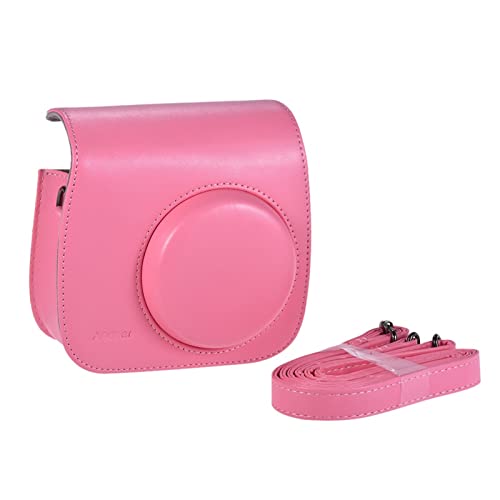SENHE Vintage PU Kameratasche Kamera Schutzhülle Tasche Schutzhülle mit Kameragurt Fit für Fujifilm Fit für Instax Mini 90 Fit für Sofortbildfilm, flamingo pink