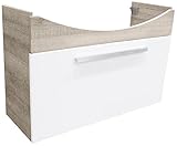 FACKELMANN Waschtischunterschrank A-VERO/Badschrank mit Soft-Close-System/Maße (B x H x T): ca. 98,5 x 64 x 35 cm/hochwertiger Schrank fürs Badezimmer/Korpus: Braun hell/Front: Weiß