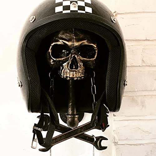 LVLUOKJ Motorcycle Skull Helmet Holder, Motorrad Schädel Helmhalter, Halterung Wand for Mäntel, Fahrradhelmhalter Motorradhelme Baseball Helme Wandhalte, Kunstharz Totenkopf (Color : A)