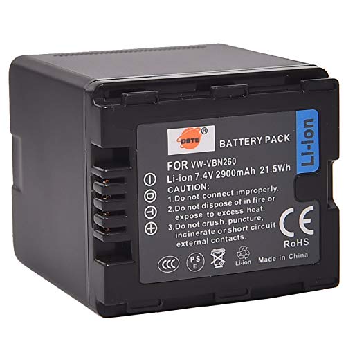 DSTE Ersatz Batterie Akku for Panasonic VW-VBN260E Lumix HC-X800 HC-X900 HC-X910 HC-X920 HDC-HS900 HDC-SD800 HDC-SD900 HDC-TM900 Kamera